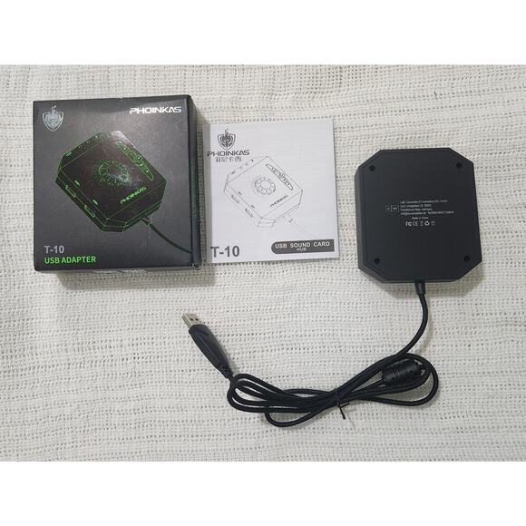 PHOINIKAS T10 USB External Sound Card 6-in-1 Audio Adapter PC Mac Plug & Play - Picture 2 of 13